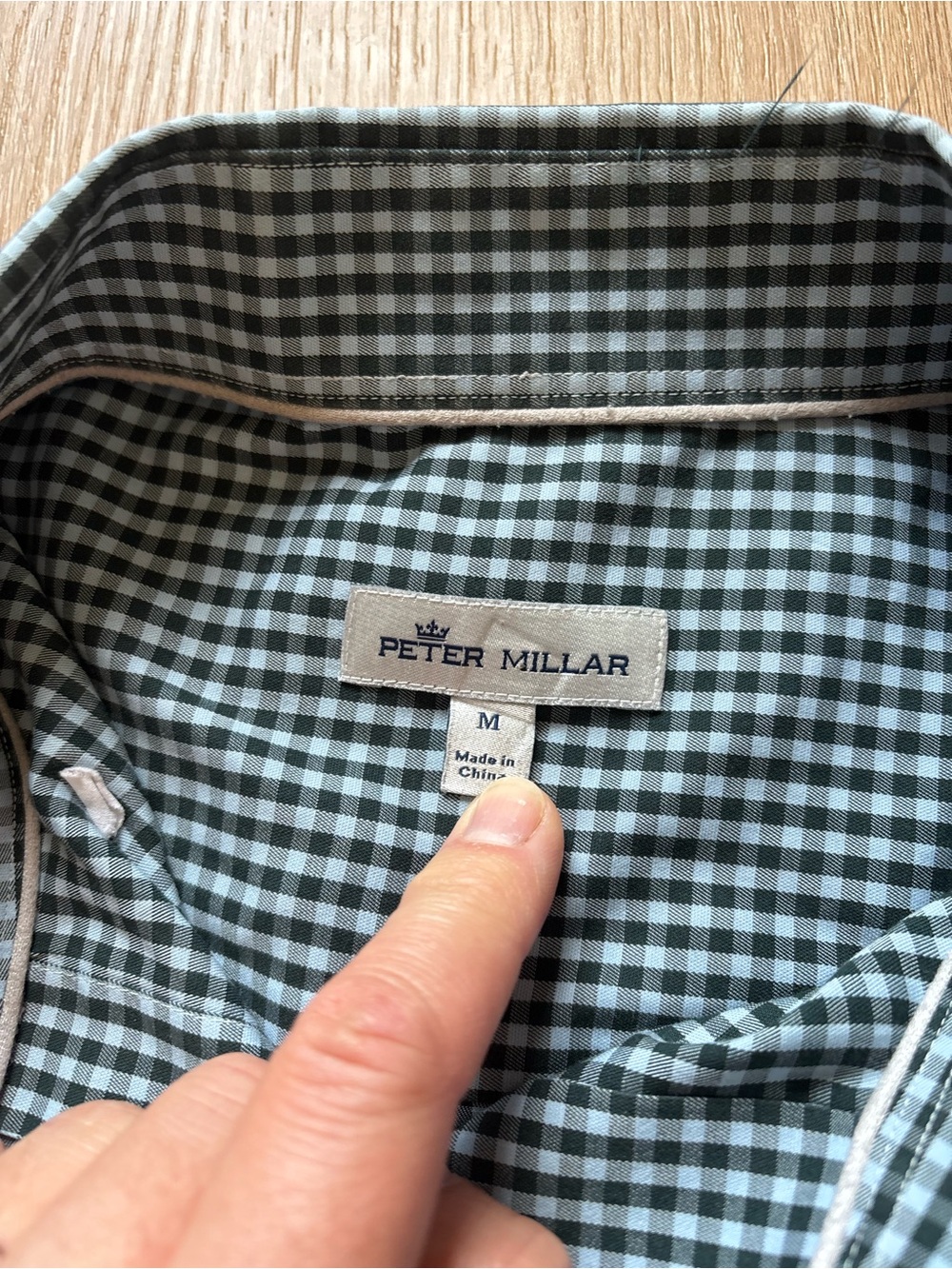 Peter Millar Crown Soft Stretch Blue Gingham Sport Shirt Button Down Size Medium - Picture 5 of 5